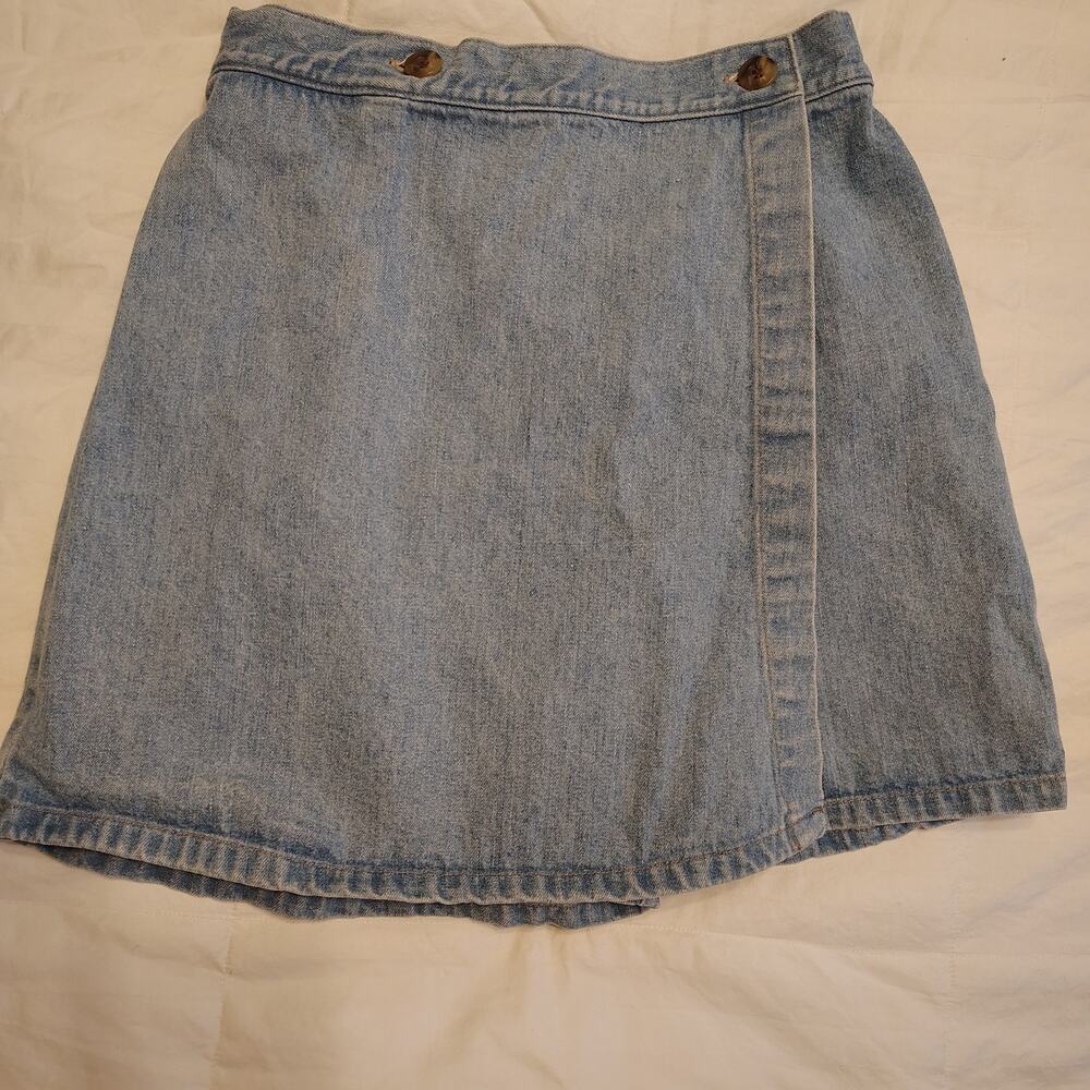 Lands' End Denim Skort girls sz 14 Light Wash Wrap Front Nautical Shorts Skirt - Picture 13 of 13